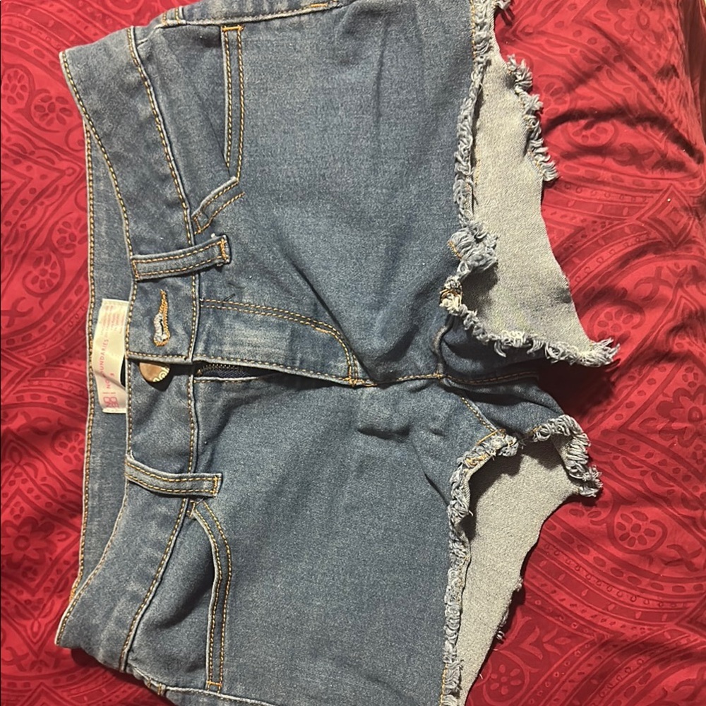 No Boundaries Blue Jean Shorts Frayed Hem